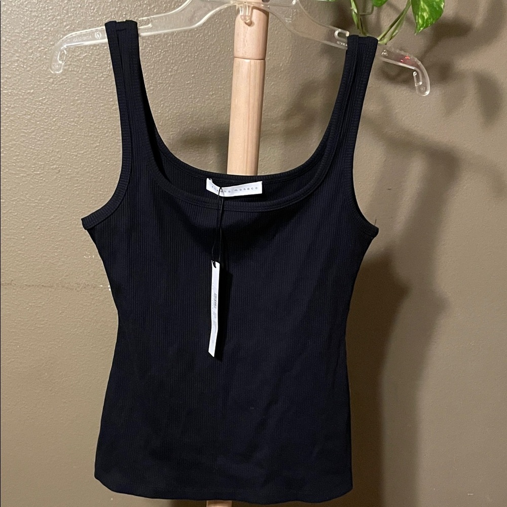 Susana Monaco Midnight Ribbed Tank Top